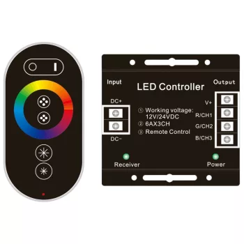   Avide LED Szalag 12-24V 216W RGB 6 Gombos RF Érintőpaneles Távirányító és Vezérlő