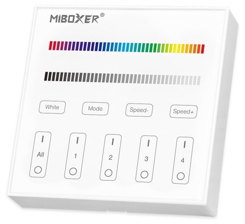 Avide LED Szalag 12-24V RGB+W 4 Zónás RF Beépíthető /AC180-240V/ Érintőpaneles Távirányító