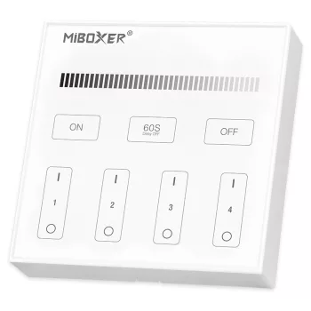   Avide LED Szalag 12-24V Fényerőszabályzó 4 Zónás RF Falra Szerelhető /2xAAA/ Érintőpaneles Távirányító