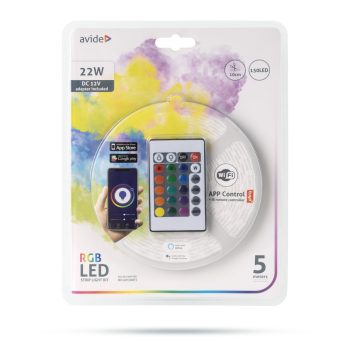   Avide LED Szalag Bliszter 12V 7.2W SMD5050 30LED RGB IP65 5m WIFI TUYA + IR