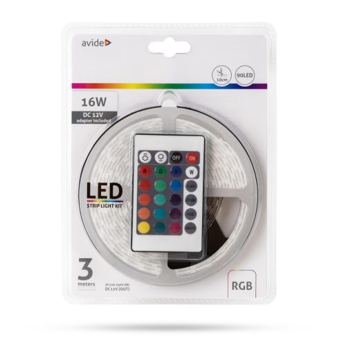 Avide LED Szalag Bliszter 12V 7.2W SMD5050 30LED RGB IP20 3m