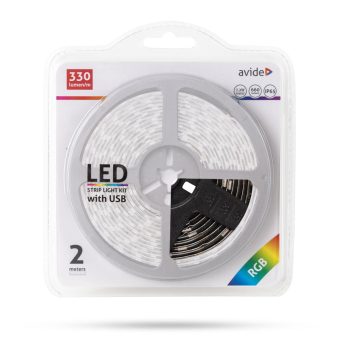 Avide LED Szalag Bliszter 5V 7.2W SMD5050 30LED RGB IP65 2m