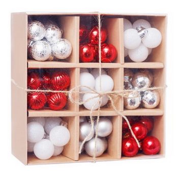   Artezan Karácsonyfadísz Gömb 3cm Karton Display Piros/Fehér/Ezüst 99db/karton