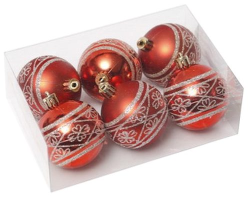 Artezan Karácsonyfadísz Gömb 6cm Festett Piros 6db/doboz