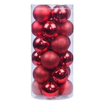 Artezan Karácsonyfadísz Gömb 8cm Cső Piros 24db/doboz