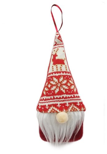 Artezan Karácsonyi Gnóm 16cm Piros-Fehér Motívumos
