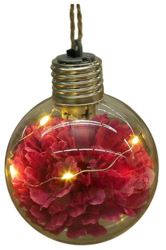 Artezan Karácsonyfadísz Mini LED Virág Gömb 8cm Sötétpiros1db/doboz