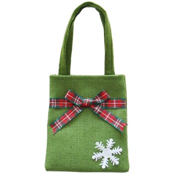 Artezan Karácsonyi Ajándéktasak 16cm Zöld - Hópehely