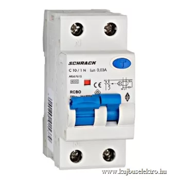   SCHRACK - Vezetékvédő kapcsoló 1+N, AMPARO, 6kA, C 10A, 30mA, A - AK667610--