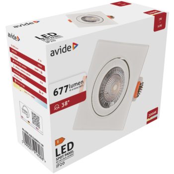 Avide LED Beépíthető Spot 38° Négyzetes 7W WW 3000K