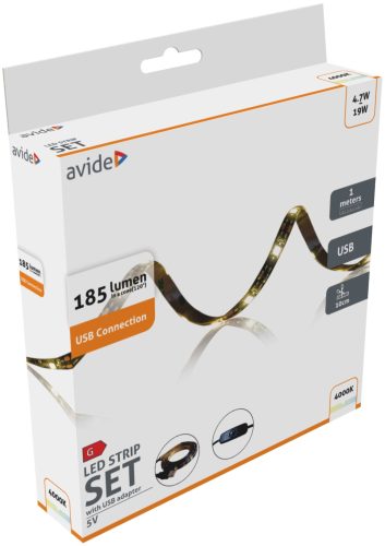Avide LED Szalag Bliszter 5V SMD5050 30LED NW IP65 1m