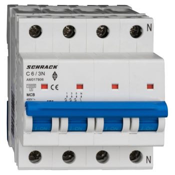   SCHRACK - Kismegszakító AMPARO 10kA, C 6A, 3+N - AM017806--