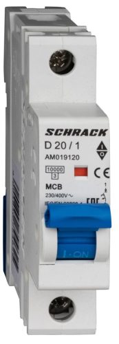 SCHRACK - AM019120 Kismegszakító AMPARO 10kA, D 20A, 1 pólusú