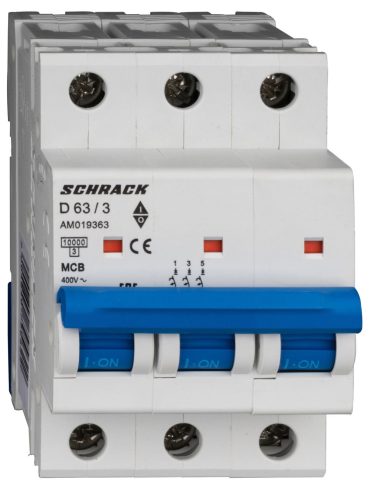 SCHRACK - AM019363 Kismegszakító AMPARO 10kA, D 63A, 3 pólusú