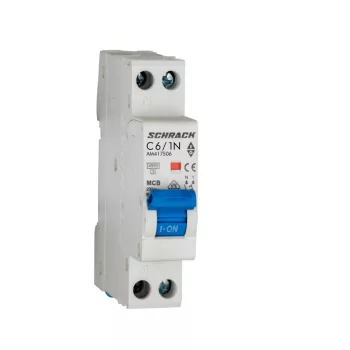   SCHRACK - Kismegszakító AMPARO 4,5kA, C 6A, 1+N, 1KE - AM417506--
