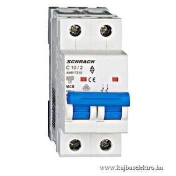   SCHRACK - Kismegszakító AMPARO 6kA, C 10A, 2 pólusú - AM617210--