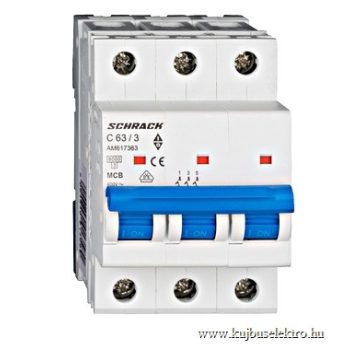   SCHRACK - Kismegszakító AMPARO 6kA, C 6A, 3 pólusú - AM617306--