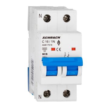  SCHRACK - Kismegszakító AMPARO 6kA, C 16A, 1+N - AM617616--