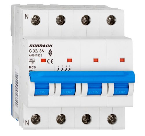 SCHRACK - AM617832 Kismegszakító AMPARO 6kA, C 32A, 3+N