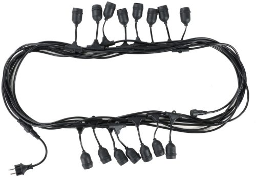 Avide Kültéri 220V E27 Füzér 10m 15 Foglalat + 15 Dekor LED