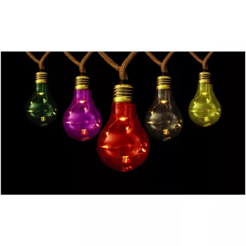   Avide Kültéri Szolár Füzér 5m, Kötél Kábel, 10 Színezett Globe, IP44