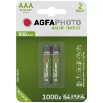   AgfaPhoto Akkumulátor Mikro 900mAh B2, AAA, HR03, 1,2V, 0 - 45°C 900mAh 120mm 135mm 20mm