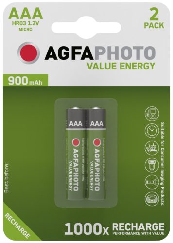 AgfaPhoto Akkumulátor Mikro 900mAh B2, AAA, HR03, 1,2V, 0 - 45°C 900mAh 120mm 135mm 20mm