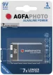 AgfaPhoto Alkáli 9V Elem B1, 9V, 6LR6, MN1604, K9V, 6LR61/9V, 6AM-6, 4022, E-Bl, 9V, -15°C to 55°C