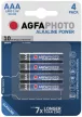 AgfaPhoto Alkáli Mikro Elem AAA B4, AAA, LR03, MN2400, K3A, LR03/S, AM4, 4003, Micro, 1,5V, -15°C to 55°C