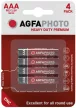 AgfaPhoto Heavy Duty Féltartós Mikro Elem AAA B4, AAA, R03, SUM4, MN2400, 24G, 1,5V, -15°C to 55°C