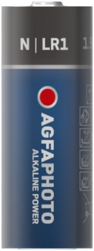 AgfaPhoto Alkáli Riasztóelem Lady LR1 B5, LR1, N, MN9100, Lady, 4001, E90, 1,5V, -15°C to 55°C