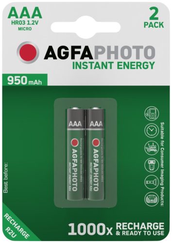 AgfaPhoto Akkumulátor R2U Mikro 950mAh B2, AAA, HR03, R2U, 1,2V, 0 - 45°C 950mAh