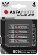 AgfaPhoto Ultra Alkáli Mikro Elem AAA B4, AAA, LR03, MN2400, K3A, LR03/S, AM4, 4003, Micro, 1,5V, -15°C to 55°C