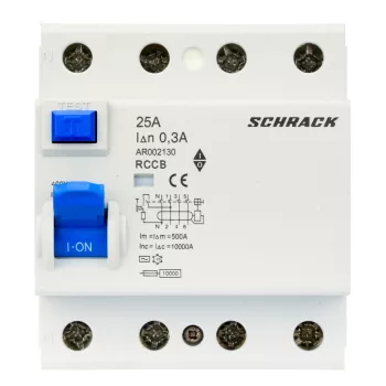   SCHRACK - Hibaáram kapcsoló AMPARO 10kA 25A, 4 pólusú, 300mA, AC - AR002130--