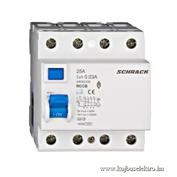   SCHRACK - Hibaáram kapcsoló AMPARO 10kA 25A, 4 pólusú, 30mA, A - AR052103--