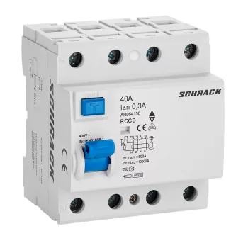   SCHRACK - Hibaáram kapcsoló AMPARO 10kA 40A, 4 pólusú, 300mA, A - AR054130--