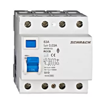   SCHRACK - Hibaáram kapcsoló AMPARO 10kA 63A, 4 pólusú, 30mA, A - AR056103--