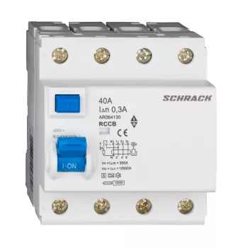   SCHRACK - Hibaáram kapcsoló AMPARO 10kA 40A, 4 pólusú, 300mA, S/A - AR064130--