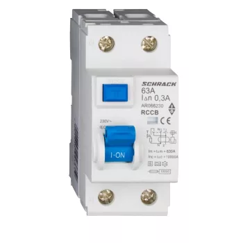  SCHRACK - Hibaáram kapcsoló AMPARO 10kA 63A, 2 pólusú, 300mA, S - AR066230--