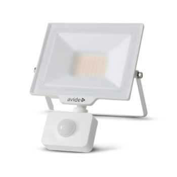   Avide LED Opál Reflektor Slim SMD 20W NW 4000K Mozgásérzékelős PIR Fehér