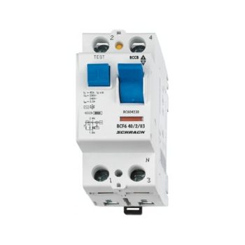   SCHRACK - Hibaáramkapcsoló 10kA, 25A, 2 pólusú, 300mA, AC - BC002230--