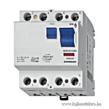   SCHRACK - Hibaáramkapcsoló 10kA, 63A, 4pólusú, 30mA,  AC - BC006103--