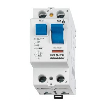   SCHRACK - Hibaáramkapcsoló 10kA, 63A, 2 pólusú, 300mA, AC - BC006230--