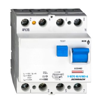   SCHRACK - Hibaáramkapcsoló 10kA/40A/4p/30mA, túlterhelés védett, A - BC054403--