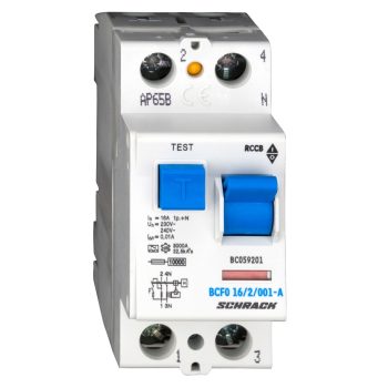   SCHRACK - Hibaáramkapcsoló 10kA, 16A, 2 pólusú, 10mA, A - BC059201--