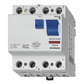   SCHRACK - Hibaáramkapcsoló 10kA, 100A, 4 pólusú, 300mA, S/A - BC060130--