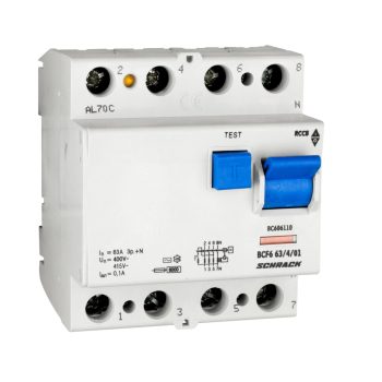   SCHRACK - Hibaáramkapcsoló 6kA, 63A, 4 pólusú, 100mA, AC - BC606110--