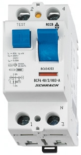 SCHRACK-BC654230 Hibaáramkapcsoló 6kA, 40A, 2 pólusú, 300mA, A