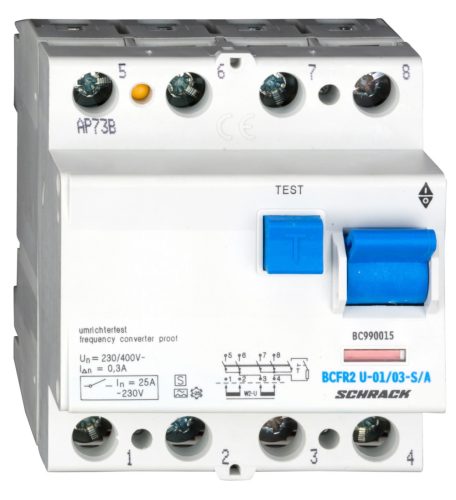 SCHRACK-BC990015 Hibaáramkapcsoló 100/300mA, W2-U/150 áramváltóhoz, U/S/A