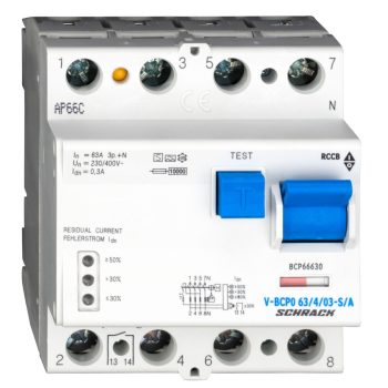   SCHRACK - Hibaáramkapcsoló PRIORI 10kA/63A/4p/300mA, S/A - BCP66630--